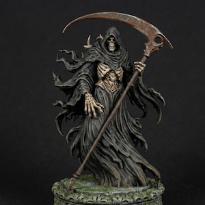 Death Statue STL File | 3D Printable Grim Reaper Sculpture | Gothic Dark Art Model | Occult Memento Mori Figurine Digital Download