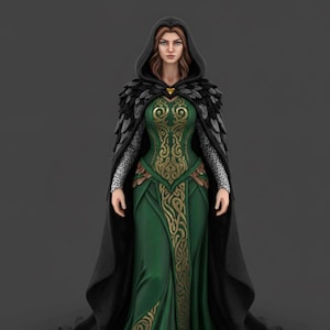 Morrigan Goddess Statue STL | Feathered Cloak Celtic Deity 3D Model | Dark Mythology Sculpture for 3D Printing