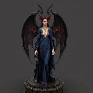 Lilith Koningin der Succubi Standbeeld STL-bestand – 3D-printbaar beeld van een duistere demonin en godin, digitaal STL-bestand