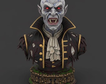 Vampire Bust STL File | 3D Printable Gothic Horror Sculpture | Dark Fantasy Vampire Model | Classic Monster Art Figurine Digital STL FILE