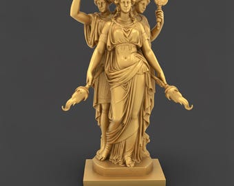 ヘカテ女神像STLファイル – 古典ギリシャ様式3Dプリント可能な異教の神像デジタルSTLファイル