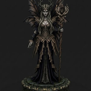 Black Fairy Statue STL – 3D Printable Dark Enchantress Figurine – Gothic Fantasy Sculpture Digital STL FILE