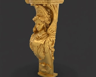 Gothic Harpy Wall Shelf STL File | 3D Printable Classical Gargoyle Bracket | Dark Fantasy Wall Decor | Mythical Creature Sculpture