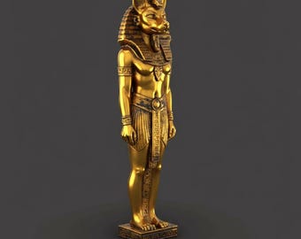 Egyptian Goddess Bastet Statue STL | Classic Egyptian 3D Model | Ancient Cat Deity Sculpture for 3D Printing Digital STL FILE