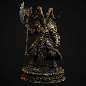 Minotaur Statue STL – 3D Printable Mythological Creature Sculpture – Ancient Greek Labyrinth Beast Digital STL FILE
