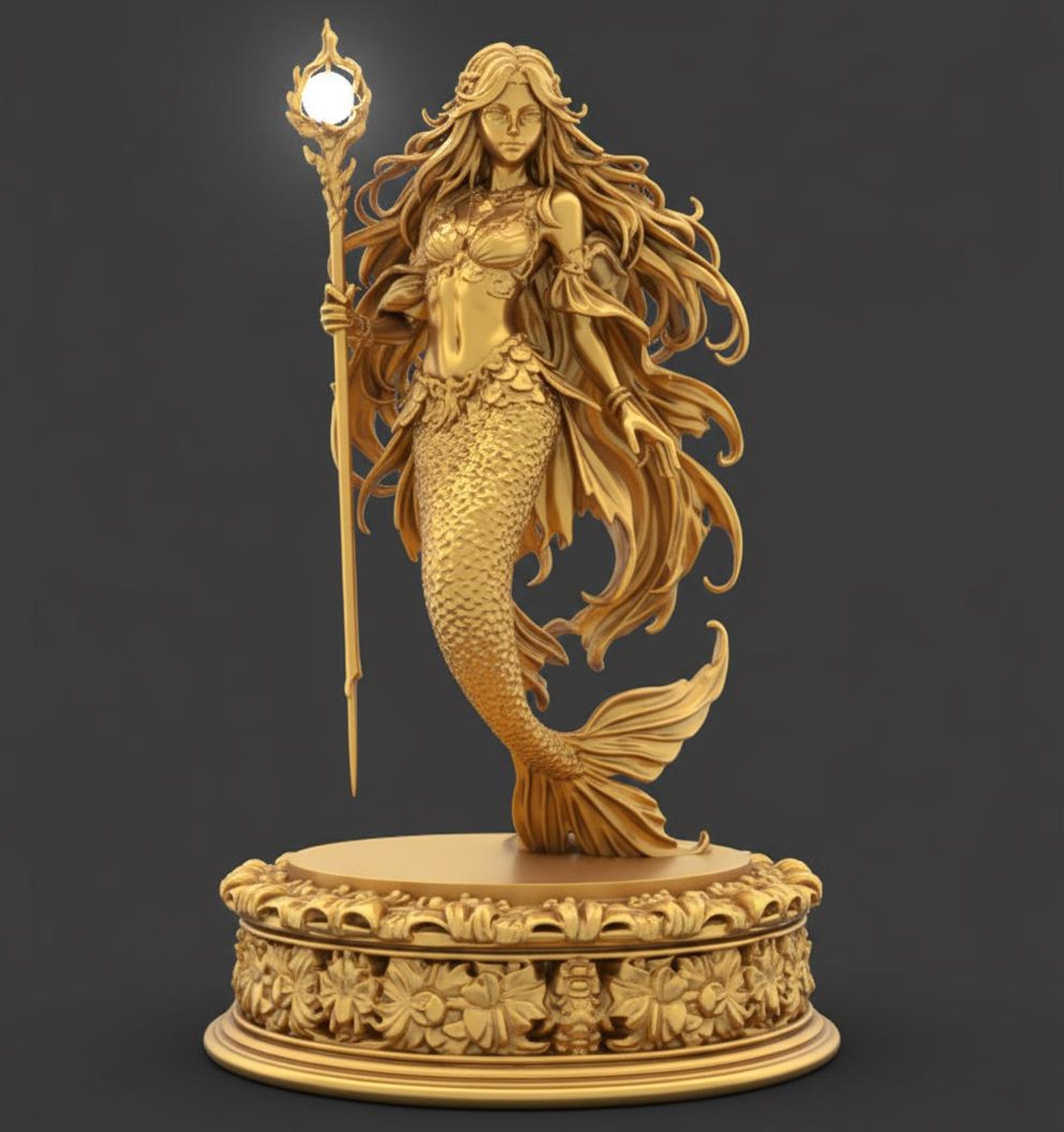 Atargatis Mermaid Goddess Statue STL File | 3D Printable Sea Deity ...