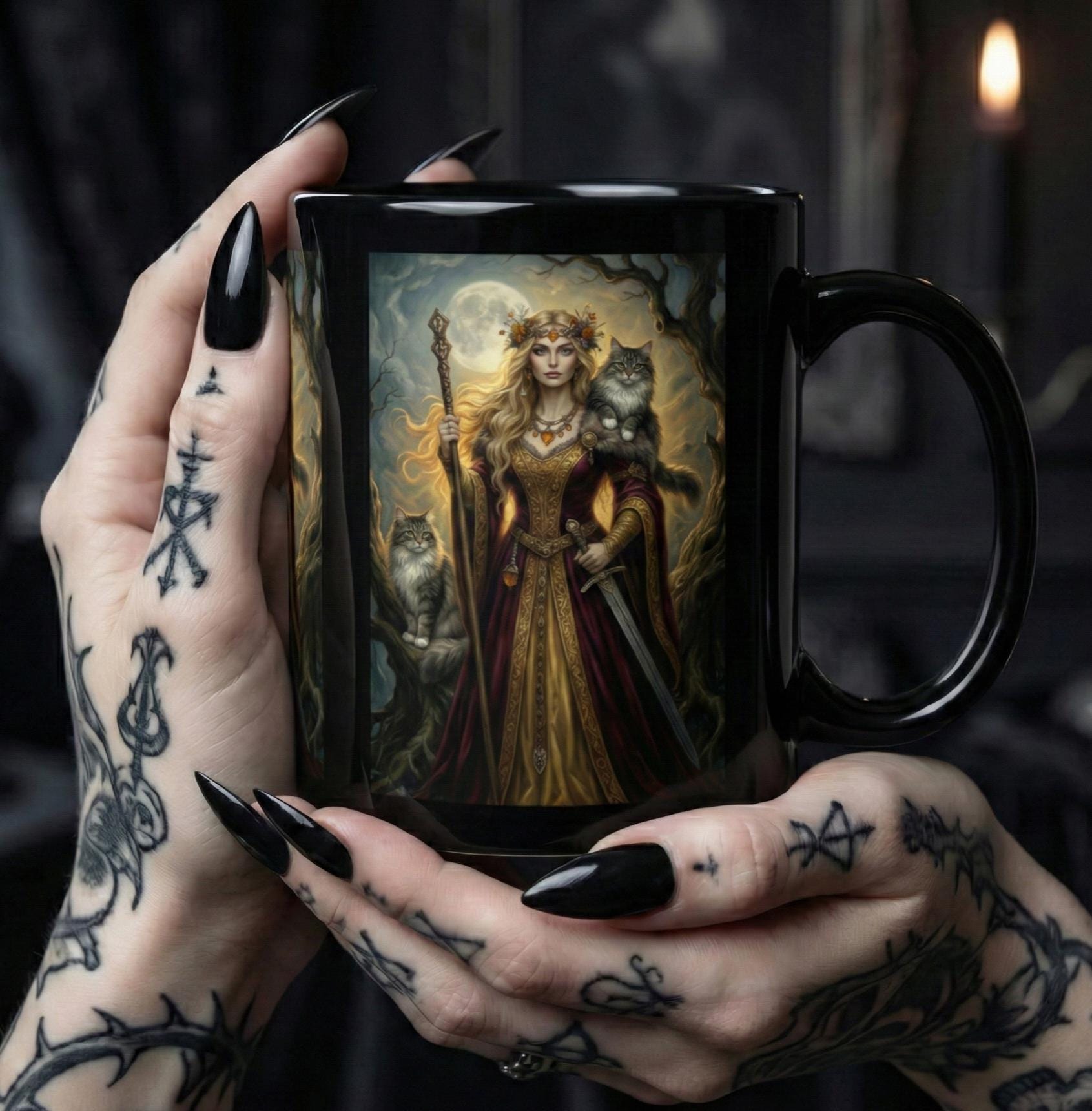 未使用保管品 Phenix NorwayTeam Model フード付ミドラー Freya Goddess Mug, Norse Mythology Art, Viking Gift, Valkyrie