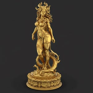 Gorgonstaty STL – 3D-utskrivbar Medusa-mytologisk skulptur – Digital STL-FIL för antikens grekiska monsterkonst