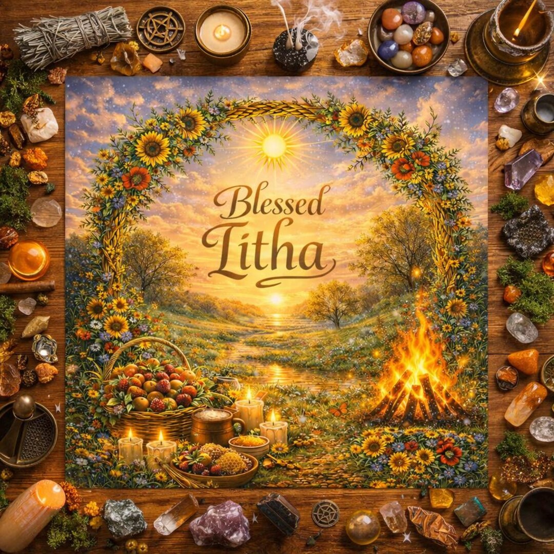 Blessed Litha Altar Cloth | Summer Solstice Pagan Table Cover | Wiccan ...