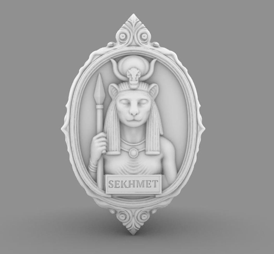 Sekhmet Wall Decor STL File | Egyptian Lioness Goddess 3D Relief ...
