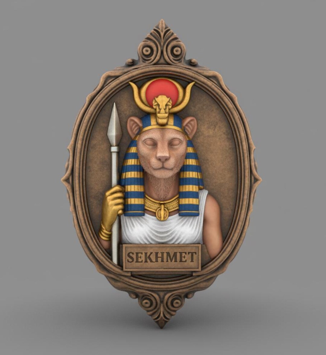 Sekhmet Wall Decor STL File | Egyptian Lioness Goddess 3D Relief ...
