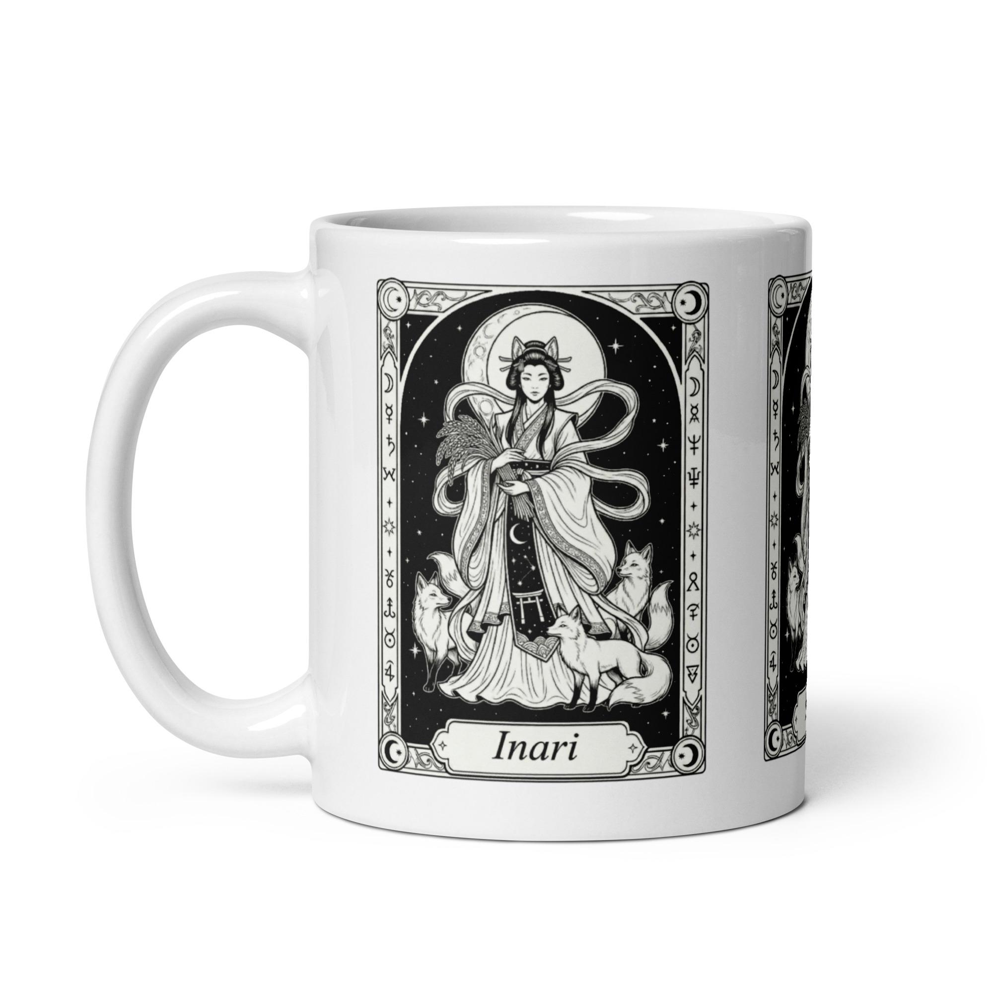 Inari Tarot Card Mug, Japanese Rice Goddess Cup, Kitsune Fox Art ...
