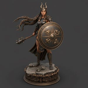 Inanna Goddess Statue STL File | 3D Printable Sumerian Deity Sculpture | Ancient Mesopotamian Goddess Model | Mythological Figurines image 1