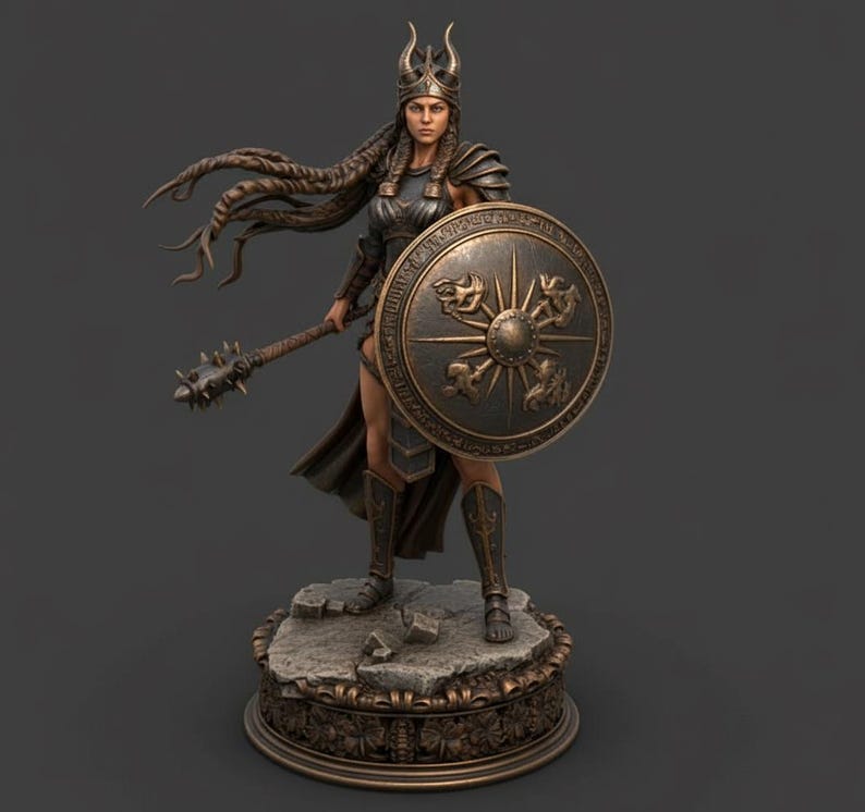 Inanna Goddess Statue STL File | 3D Printable Sumerian Deity Sculpture | Ancient Mesopotamian Goddess Model | Mythological Figurines image 1