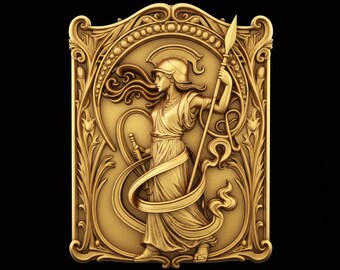 Archivo STL de relieve mural de Atenea | Bajorrelieve imprimible en 3D de la diosa griega | Arte mural de mitología antigua | Panel decorativo clásico