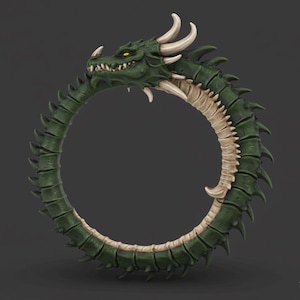 Ouroboros Frame Wall STL – 3D Printable Gothic Snake Circle – Occult Infinity Wall Decor Digital STL FILE