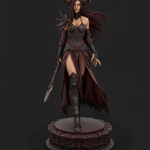 Demoness Statue STL File | 3D Printable Dark Goddess Sculpture | Occult Female Demon Model | Gothic Fantasy Figurines Download