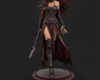Demoness Statue STL File | 3D Printable Dark Goddess Sculpture | Occult Female Demon Model | Gothic Fantasy Figurines Download
