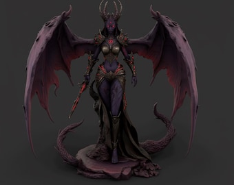 Krigare Lilith-staty STL-fil – 3D-utskrivbar stridsgudinna mörk skulptur digital STL-FIL