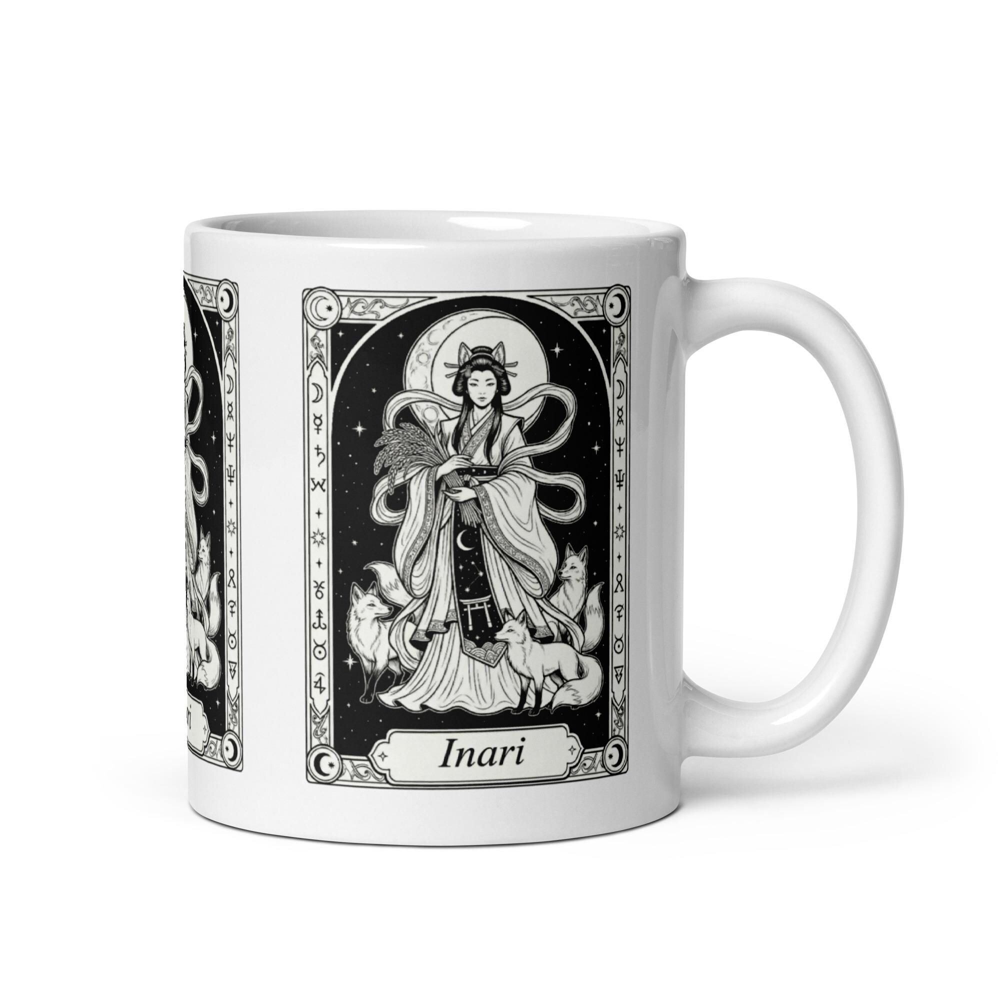 Inari Tarot Card Mug, Japanese Rice Goddess Cup, Kitsune Fox Art ...