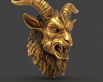 Baphomet Goat Wall Decor STL | Occult Ram Head 3D Model for Wall Art | Dark Gothic Home Decoration Digital STL FILE