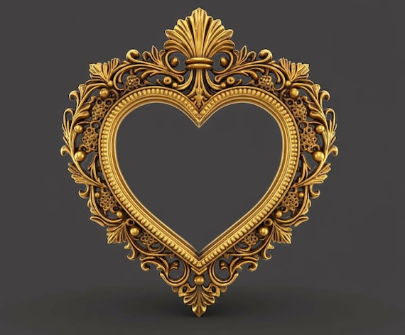 Sacred Heart Frame STL FILE | Ornate Heart Shaped 3D Model