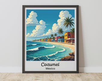 Cozumel Print, Mexico Wall Art, Beach Travel Poster