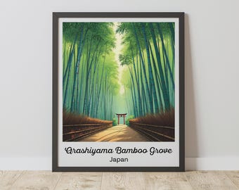 Arashiyama Bamboo Grove Print, Kyoto Japan Wall Art, Travel Poster