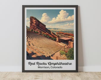 Red Rocks Amphitheater Druck, Konzerthaus Poster, Colorado Wandkunst