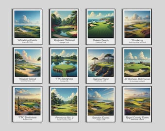 Golf Course Print Set | Famous Golf Courses Wall Art | Golf Poster (Digital Download)