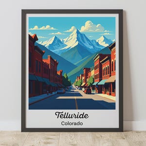 Telluride Print, Colorado Wall Art, Vintage Mountains Travel Poster, Digital Download