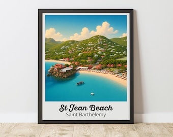 St. Barts Print, Saint Barthelemy Wall Art, St. Jean Beach Poster, Caribbean Decor