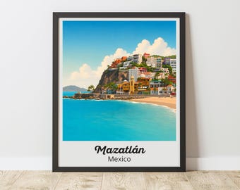 Mazatlan Print, Mexican Beach Wall Art, Pacific Coast Poster, Mexico Coastal Decor