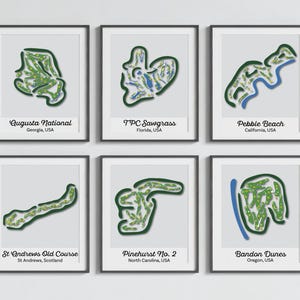 Golf Course Map Print Set, Vintage Style (Digital Download)