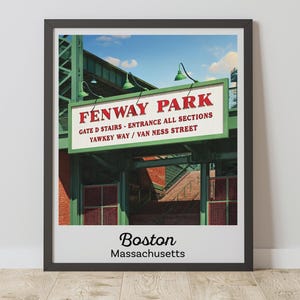 Fenway Park Print, Boston Red Sox Wall Art, Gate D Sign Vintage Stadium Poster, Digital Download Gift for Red Sox Fan