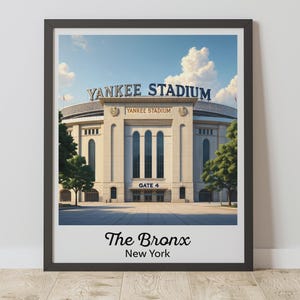 Yankee Stadium Print, New York Yankees Wandkunst, Vintage Bronx Baseball Poster, Digital Download Geschenk für Yankees Fan