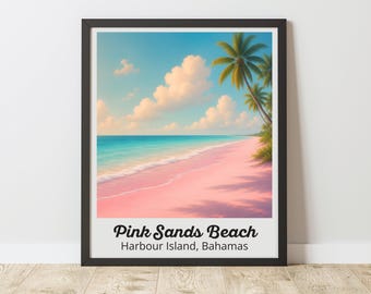 Harbour Island Print, Bahamas Wall Art, Pink Sands Beach Poster, Caribbean Decor