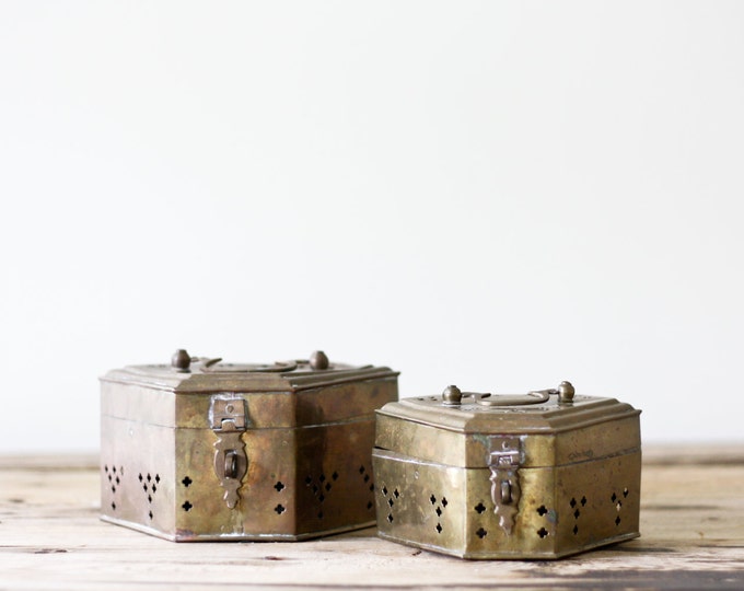Brass Cricket Box Pair Large Vintage Cricket Boxes Etsy