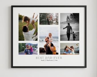 Modello per collage fotografico "Il miglior papà di sempre" / Regalo modificabile per la festa del papà / Stampa fotografica minimalista per papà / Modello Canva stampabile in formato 8x10 e 16x20