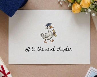 Biglietto di laurea con oca, Biglietto "Verso il prossimo capitolo", Biglietto di auguri di laurea carino, Biglietto di laurea con oca, Biglietto di laurea divertente, Biglietto con interno vuoto