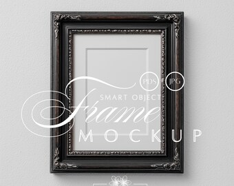 3x4 Vertical Ornate Black Vintage Frame Mockup, Art Print PSD Template