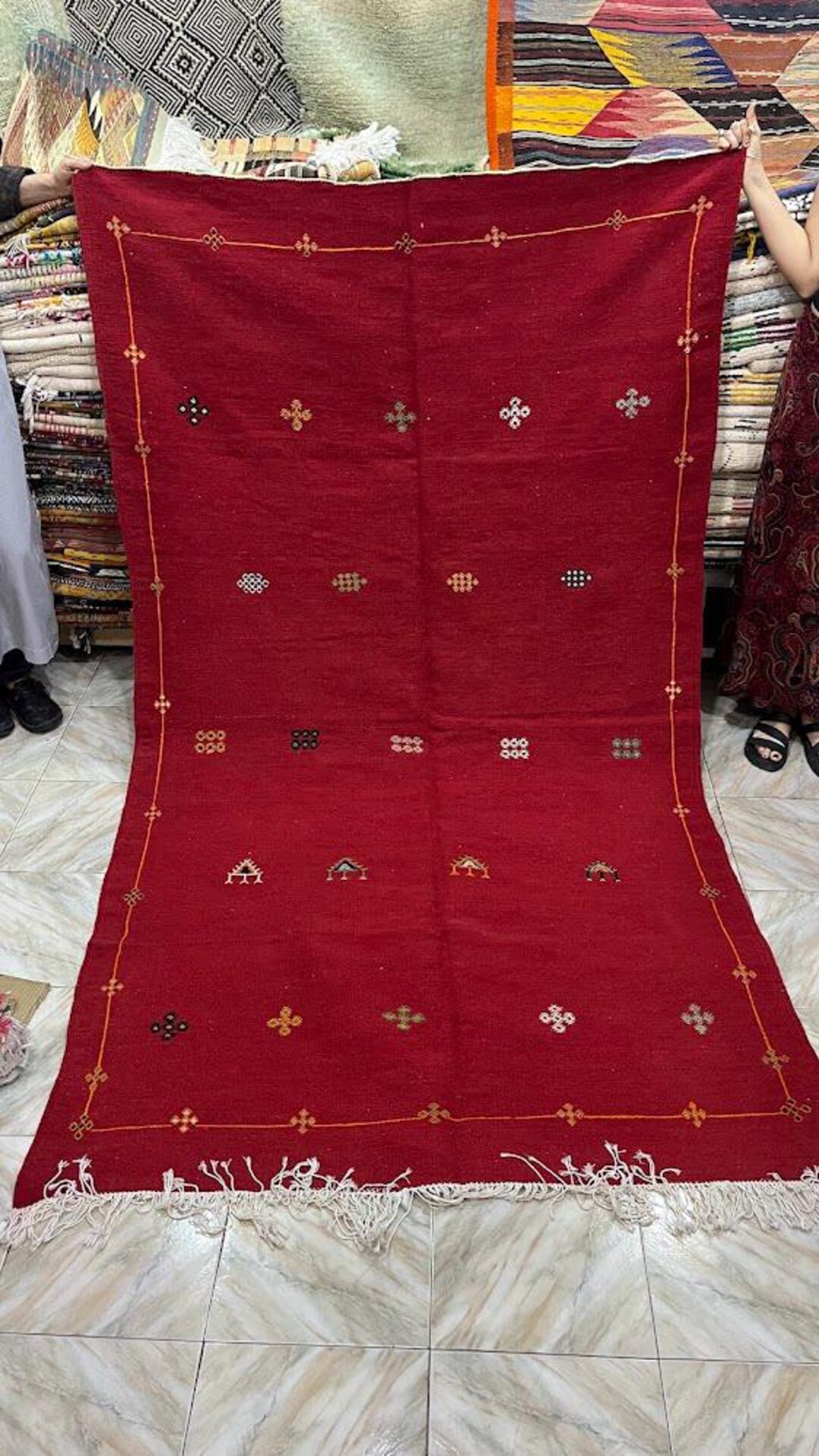 Arabick Rug Stunning Red Carpet, Moroccan Rug, Amazigh Rug, Berber, Handmade ...