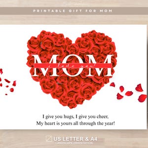 Printable Gift For Mom, Mothers Day Poem Handmade Art, Mothers Day Printable, Gift From Daughter Heartfelt Keepsake