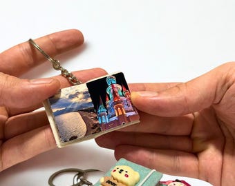 Personalized Vacation Mini Album– Travel Memory Photo Album Keychain – Custom Trip Gift – Wanderlust Keepsake