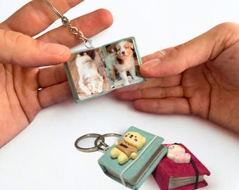 Personalized Gift for Pet Owners–  Pet Photo Album Keychain – Custom Mini Keepsake for Dog or Cat Lovers