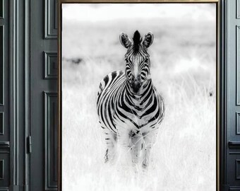 Zebra Wall Art Print- Safari Animal Printable - Minimalist Jungle Decor - Digital Download Poster