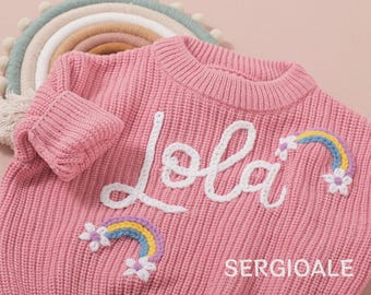 Custom Name Baby Sweater • Personalized Embroidered Newborn Outfit