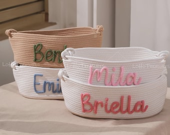 Custom Woven Basket • Baby Shower Gift • Easter Present • Toy Storage Organizer