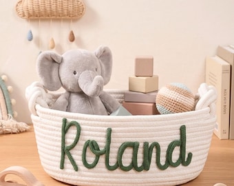 Cestino per neonati personalizzato con nome, cestino regalo personalizzato per baby shower, cestino personalizzato fatto a mano, organizer per giocattoli