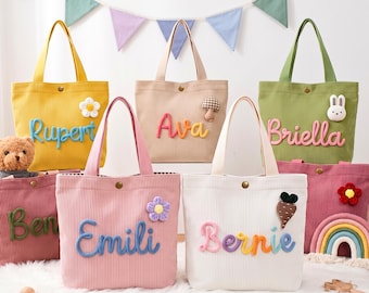 Personalized Embroidered Kids Tote Bag, Custom Name Handbag for Toddlers, Preschool Book Bag, Back to School Gift, First Birthday Gift